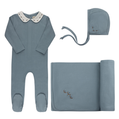 Ely’s & Co Blue Embroidered Trim Collection Take Me Home Set Boutique Newborn Toddler Boy First Outfit Hospital Coming Home