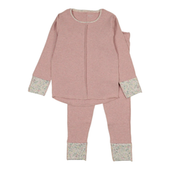 Bee & Dee Heathered Pink Lemon Print Cuffs Loungewear Whimsical Minimalist Boutique Newborn Toddler Girls Outfit