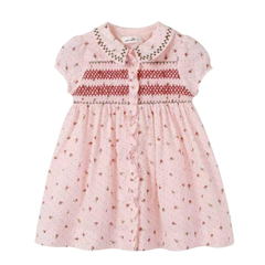 Nou Nelle Smocked Pink Dress – Girls’ Classic Day Dress