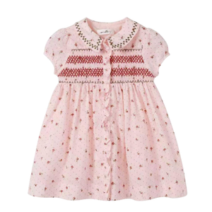 Nou Nelle Smocked Pink Dress – Girls’ Classic Day Dress