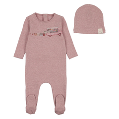 Bee and Dee - Flower Truck Footie/Beanie - Old Rose