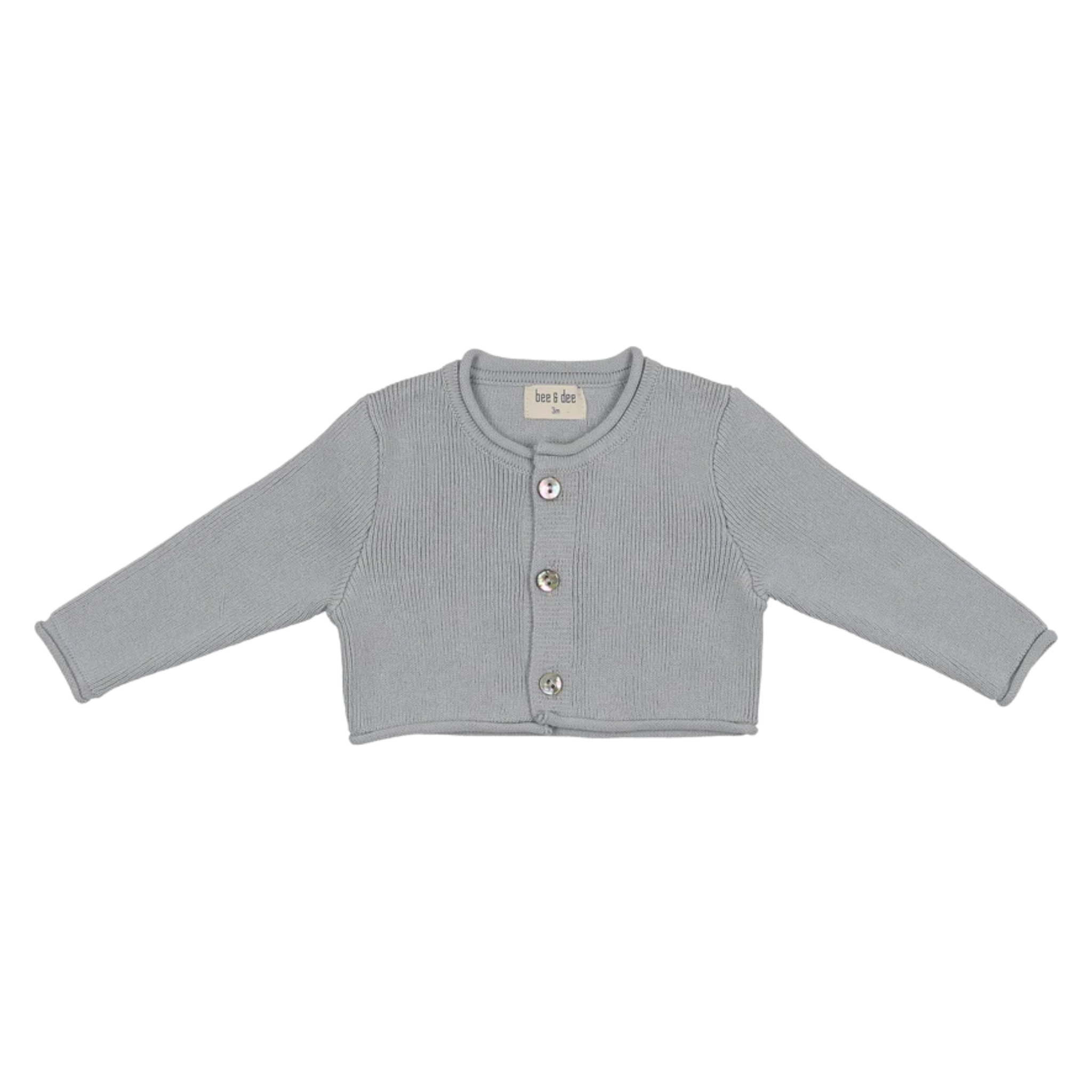 Bee & Dee Dusty Blue Knit Cardigan Elegant Textured Newborn Toddler Boutique Layering Piece