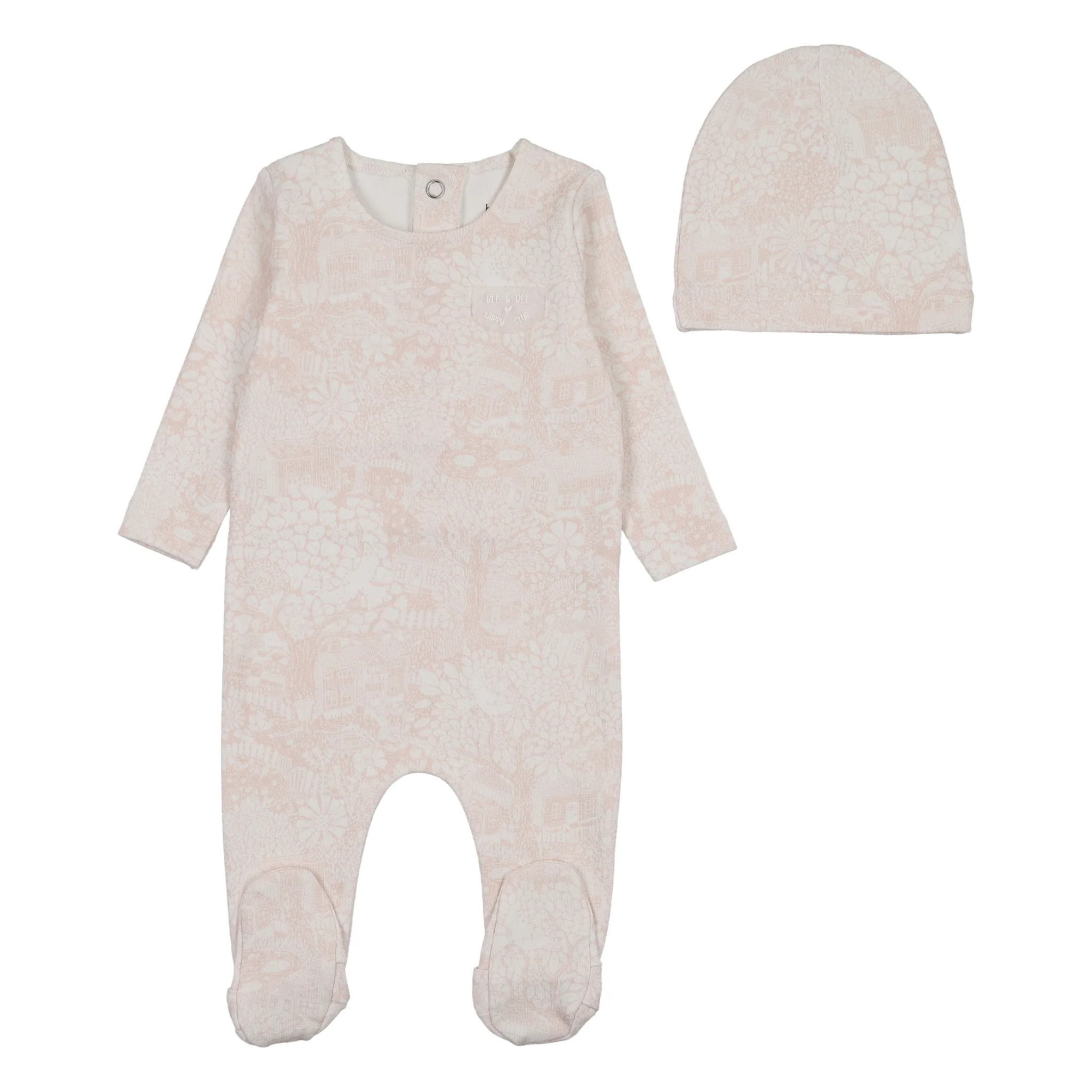 Bee and Dee - Botanical Footie/Beanie - Summer Pink