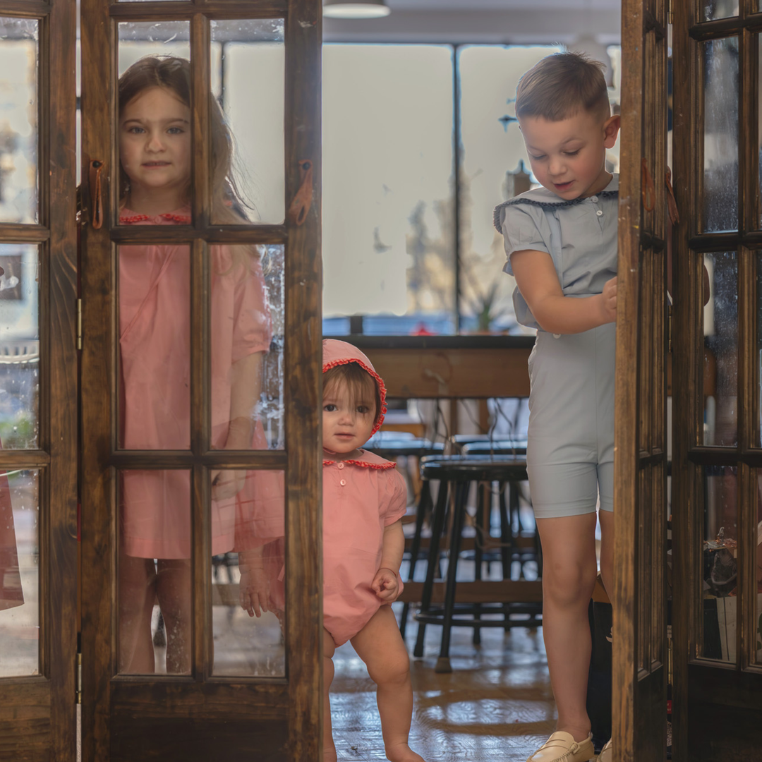 Mini Moda Rosette Collar Shirt - Soft Blue Luxury Cotton Toddler Top, Size 12m-7y