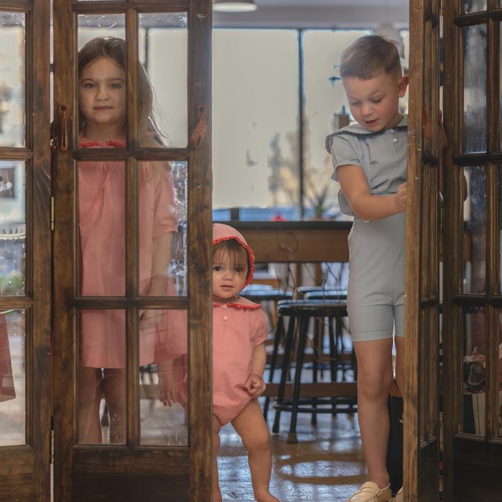 Mini Moda Rosette Collar Shirt - Soft Blue Luxury Cotton Toddler Top, Size 12m-7y