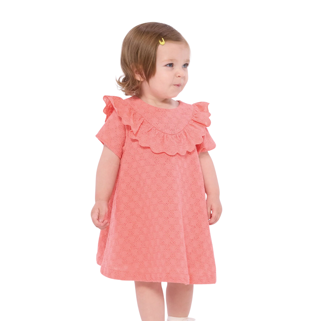 Petit Bateau - Baby Girl SS Eyelet Dress with Ruffles