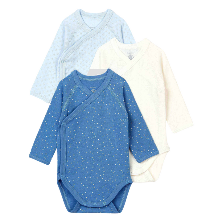 Petit Bateau | Organic Cotton{3 Pack}Bodysuit | Little Loungers