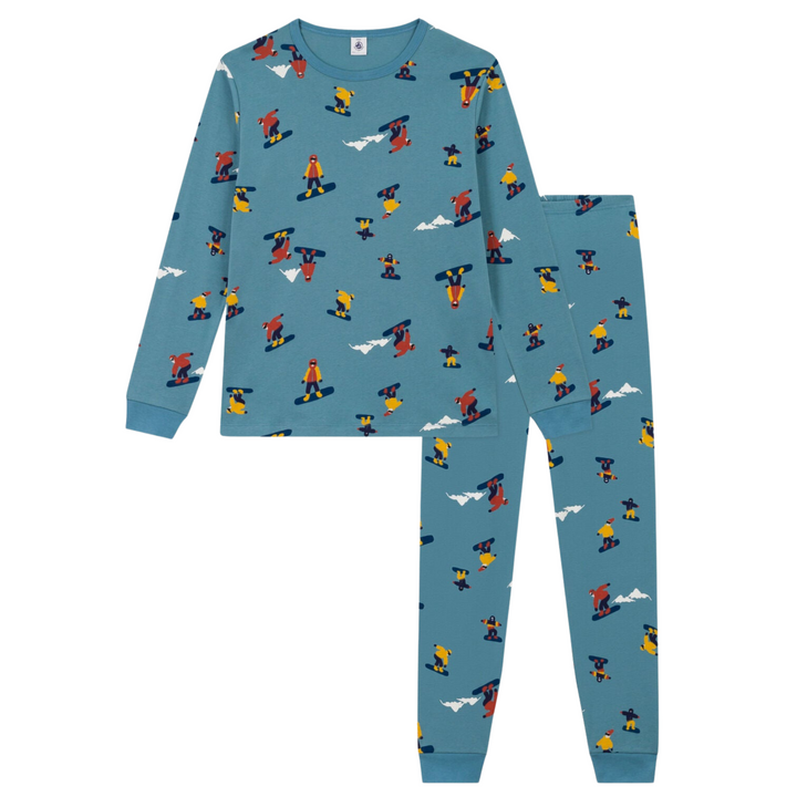 Petit Bateau | Boys Snowboard Print Long Sleeve Loungewear