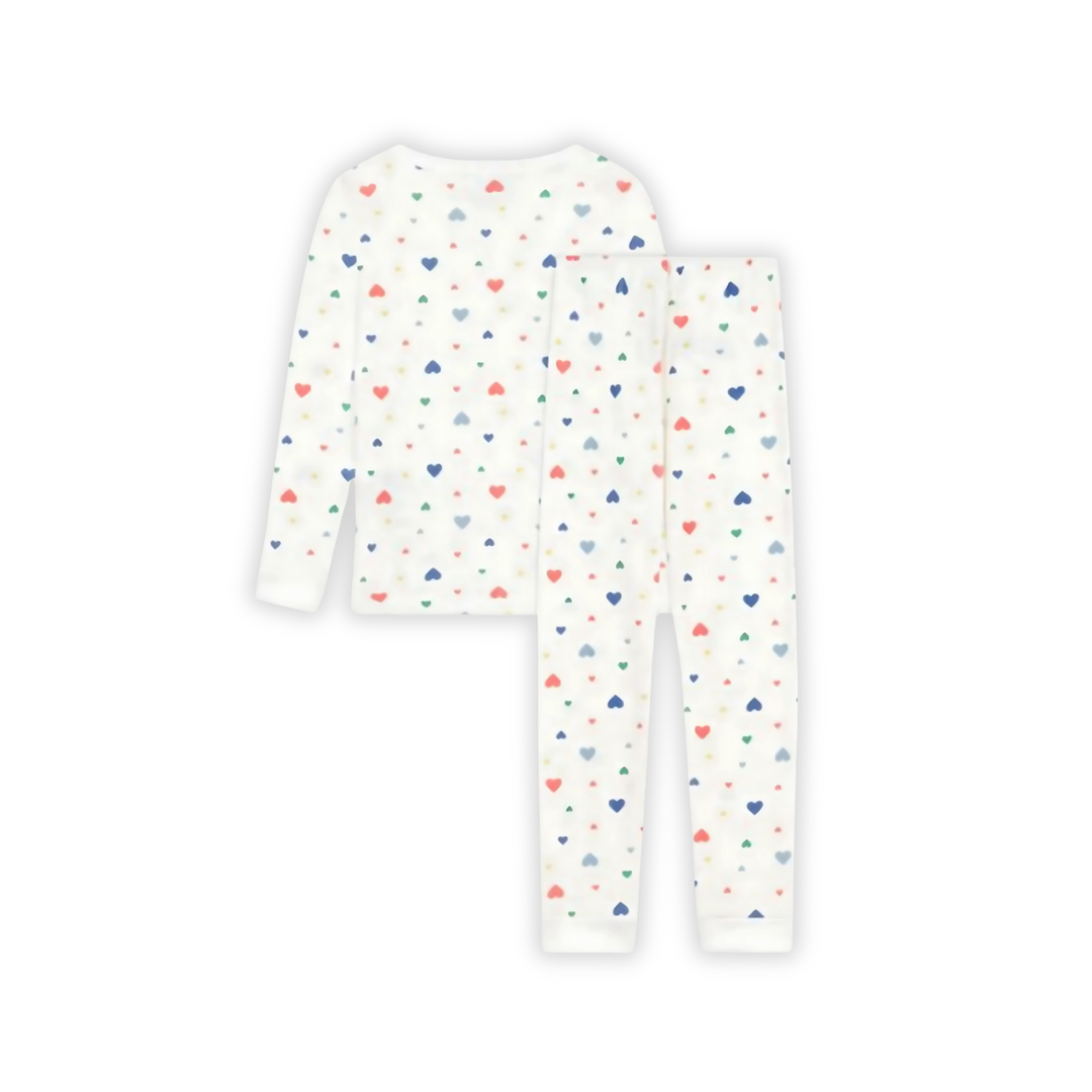 Petit Bateau | Heart‑Print Fitted‑Leg Pyjama