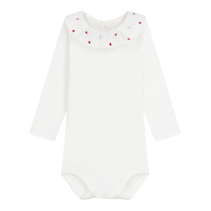 Petit Bateau - White Ruffle Collar Bodysuit – Baby Cotton Essential