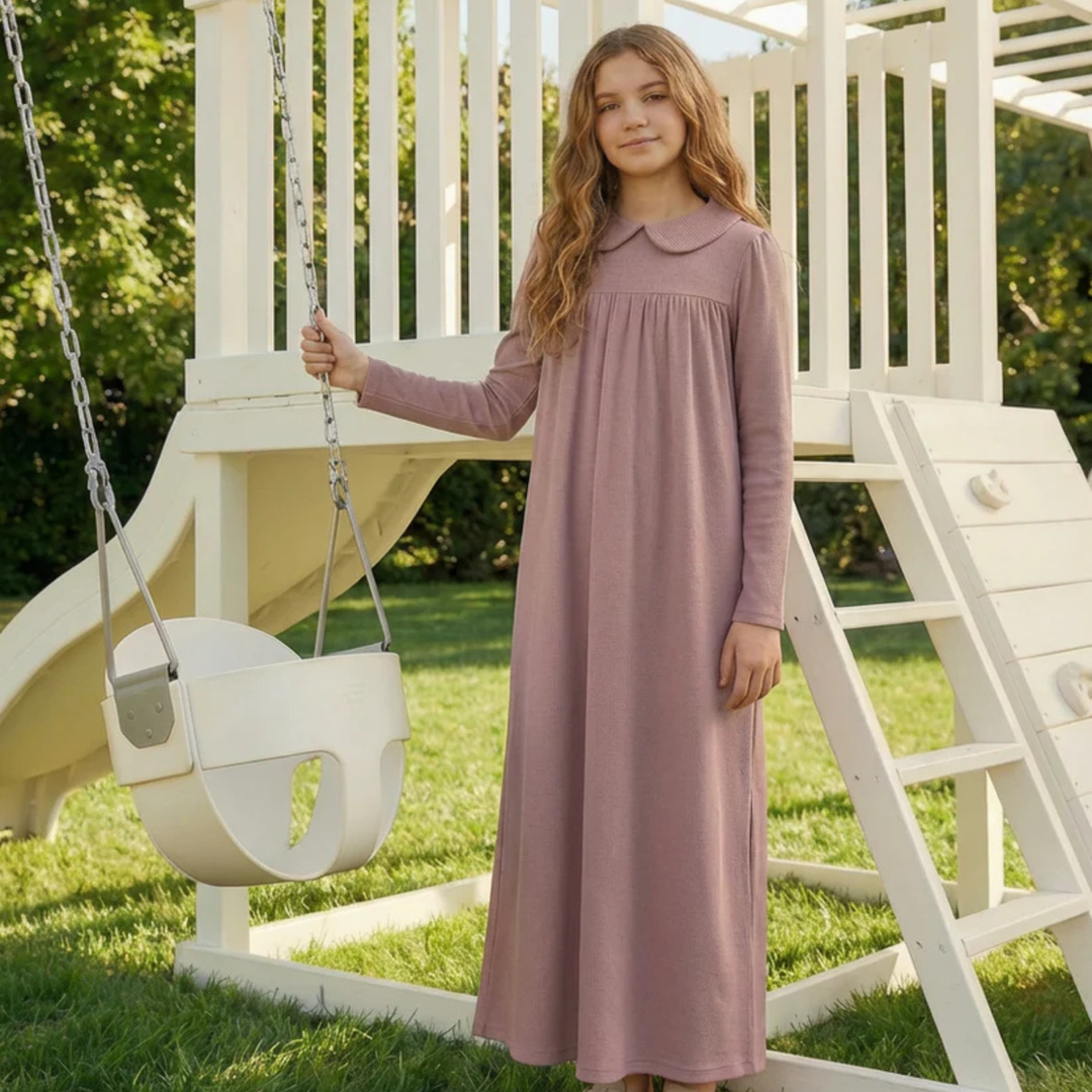 Dottie Lou - Mauve Classic Collar Nightgown