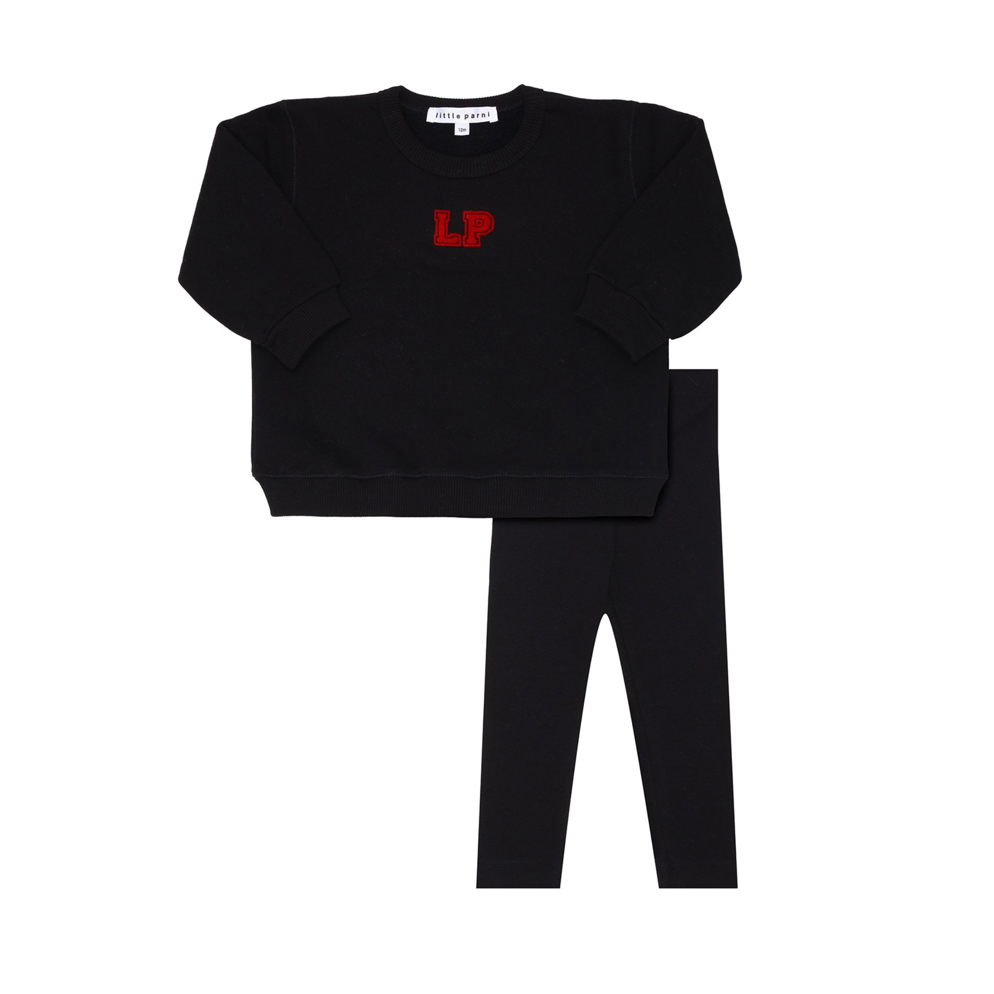 parni black baby sweatshirt and leggings set cozy cute