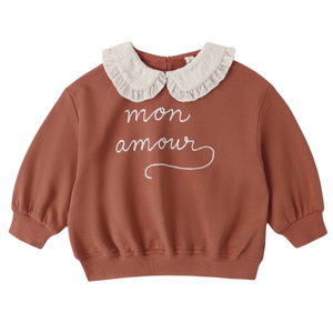 Quincy Mae - Collared Sweatshirt - Mon Amour