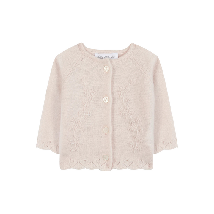 Tartine et Chocolat Pale Rose Embroidery Cardigan Knit Set