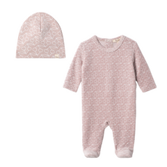Lola Mauve Cherry Print Velour Footie Set