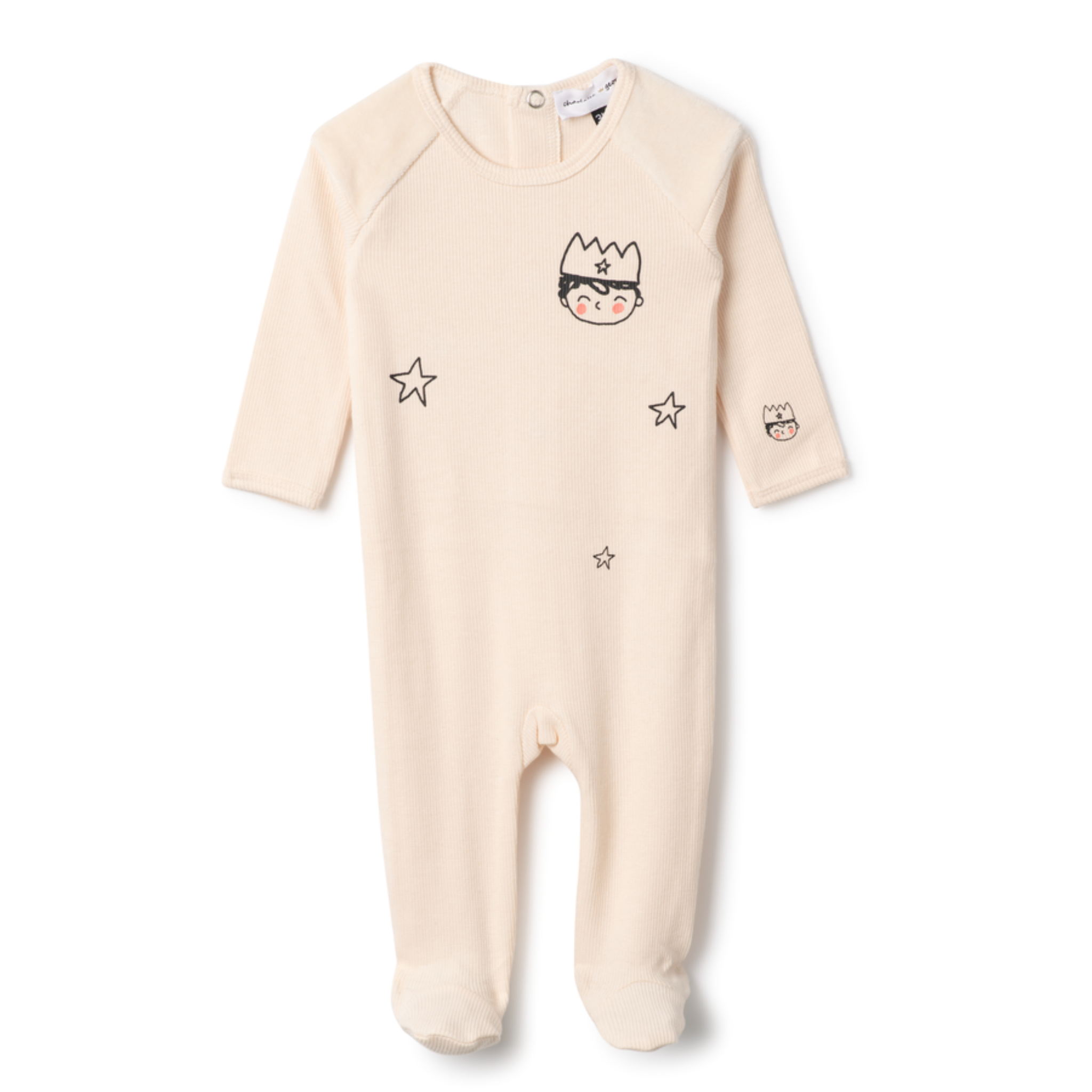 Charlotte & George Cream Boy Face Print Footie