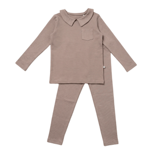 Dottie Lou - Taupe Classic Collar Loungewear Set