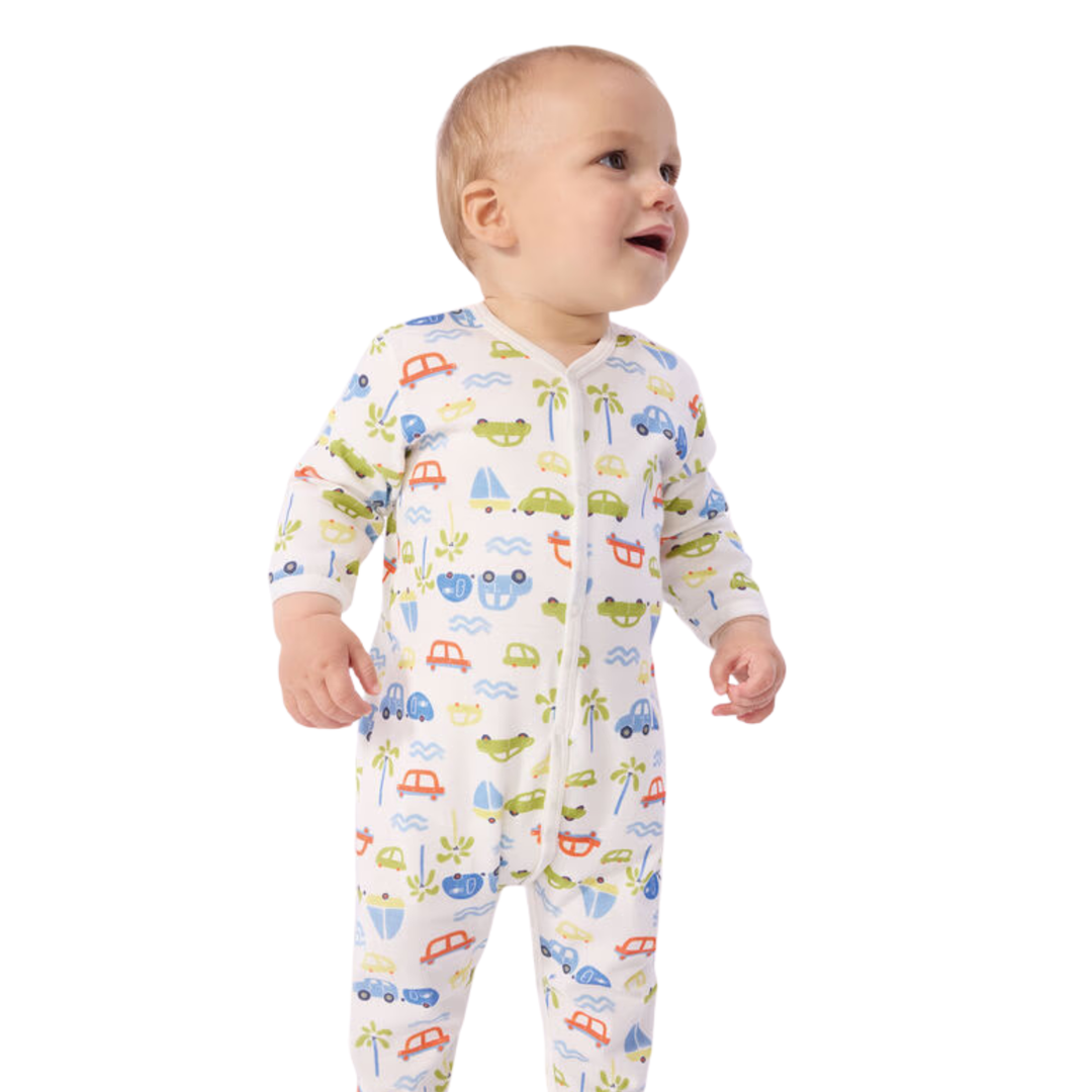 Petit Bateau Baby Boy Cars Print Footie – White Multi