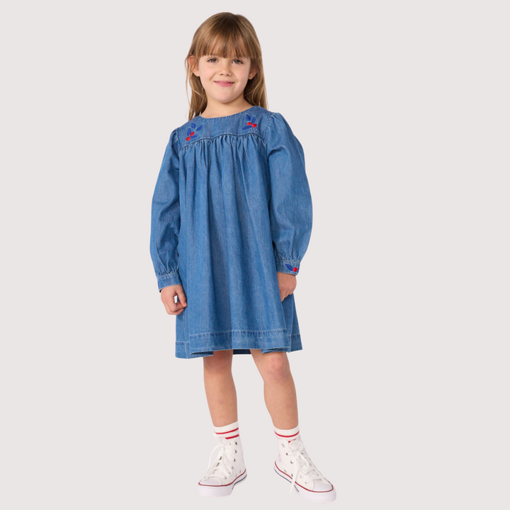 Petit Bateau | Light Denim Long-Sleeve Kids' Dress