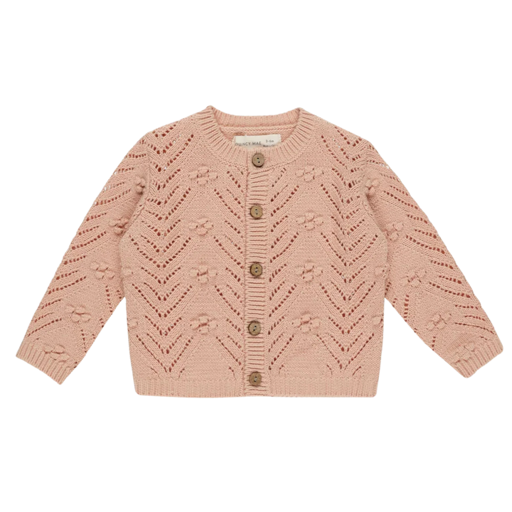Quincy Mae Melon Knit Cardigan | Soft Organic Baby Sweater