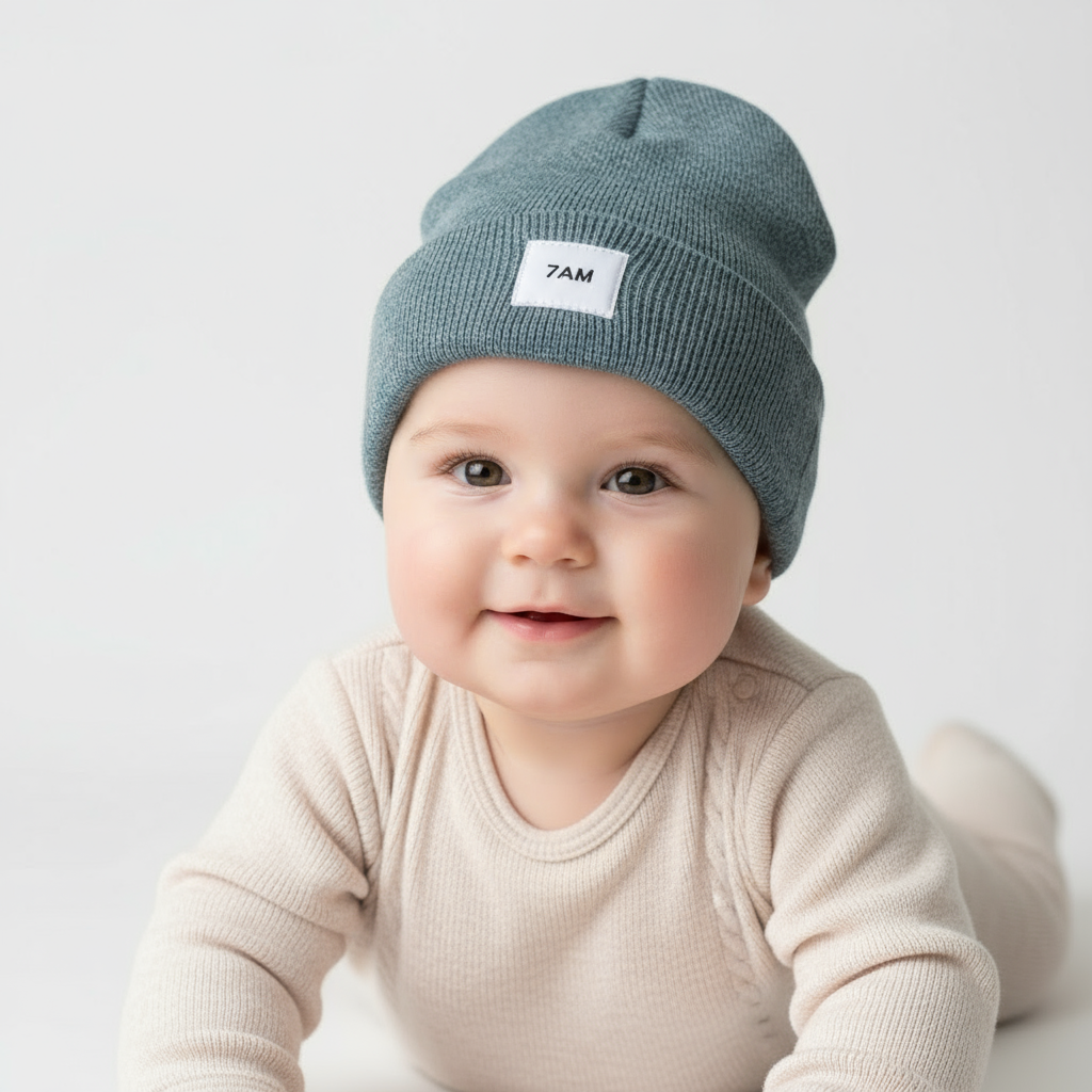 7AM Enfant Heather Aqua Beanie – Soft Knit Baby Winter Hat