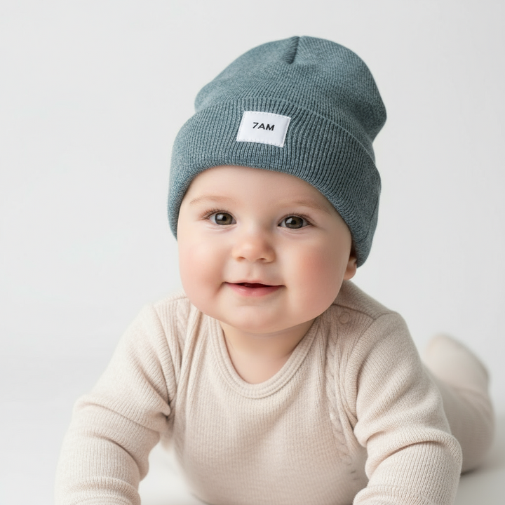 7AM Enfant Heather Aqua Beanie – Soft Knit Baby Winter Hat