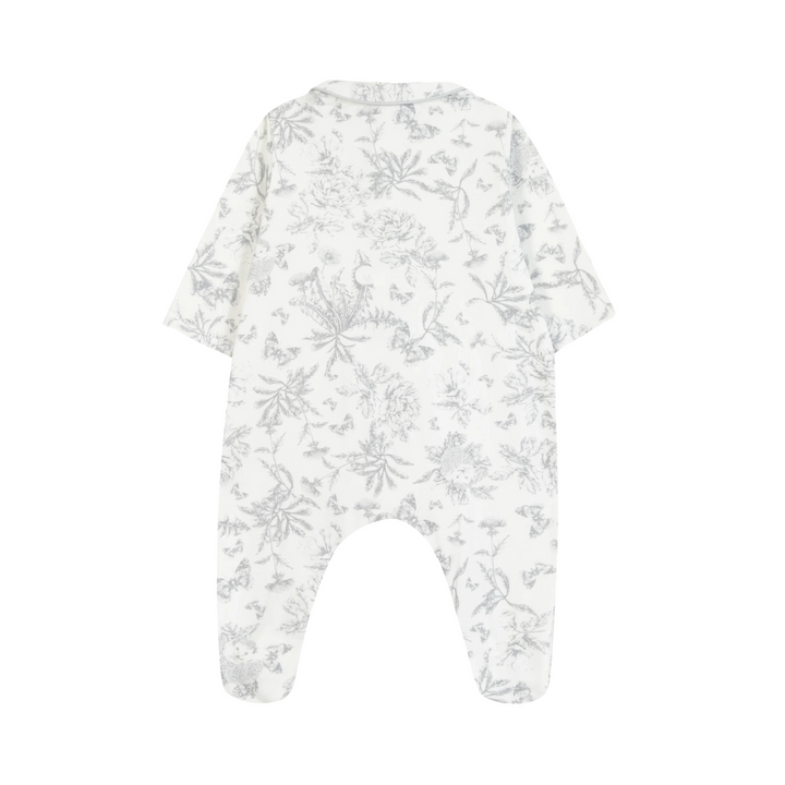 Tartine et Chocolat Grey Toile Print Footie + Hat