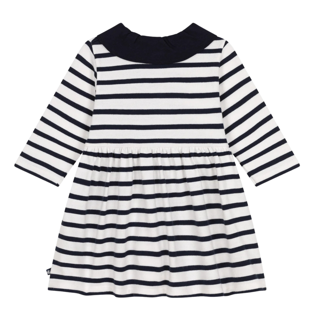 Petit Bateau | Long Sleeve Stripe Dress with Collar