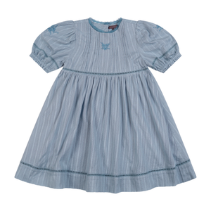 Orange Dimanche Sky Blue Textured Cotton Dress