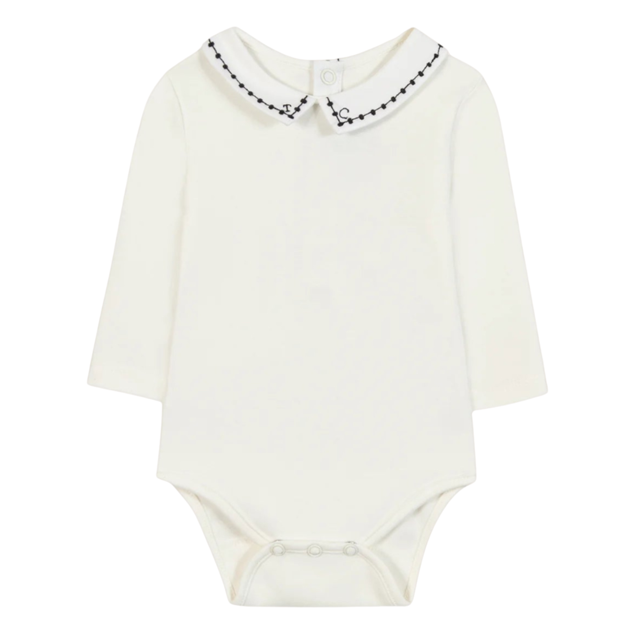 Tartine et Chocolat Ecru Pointed Collar Bodysuit | Baby French Designer Onesie