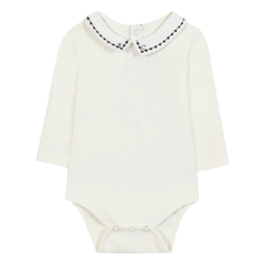 Tartine et Chocolat Ecru Pointed Collar Bodysuit | Baby French Designer Onesie