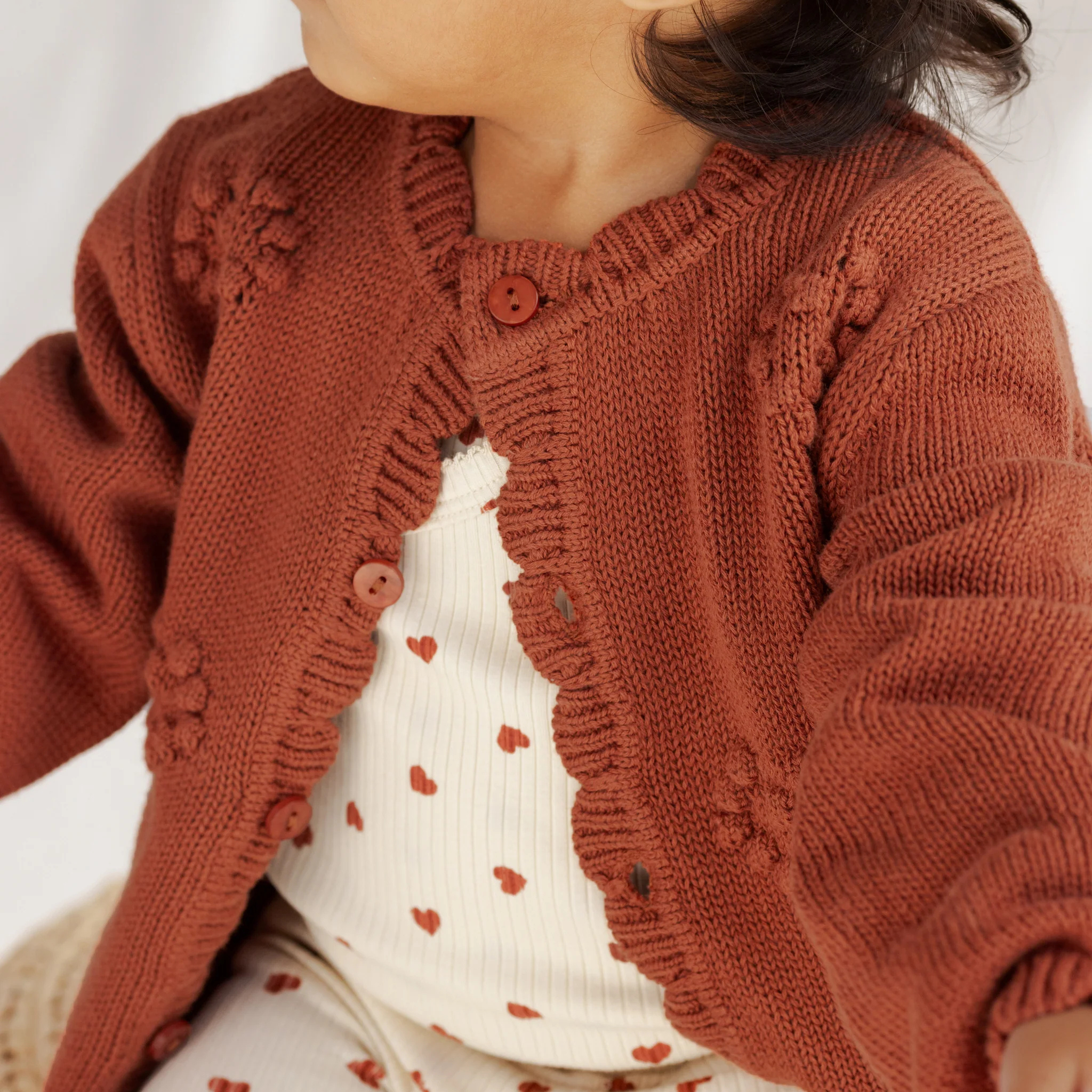 Quincy Mae - Knit Cardigan (Red)