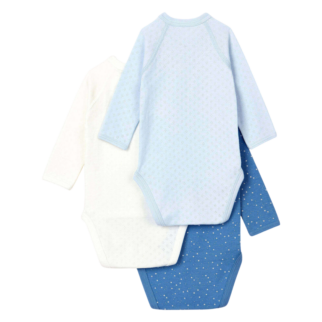Petit Bateau | Organic Cotton{3 Pack}Bodysuit | Little Loungers