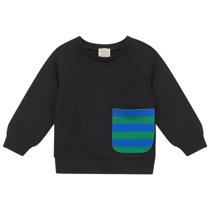 Pompomme Black Stripe Pocket Sweatshirt
