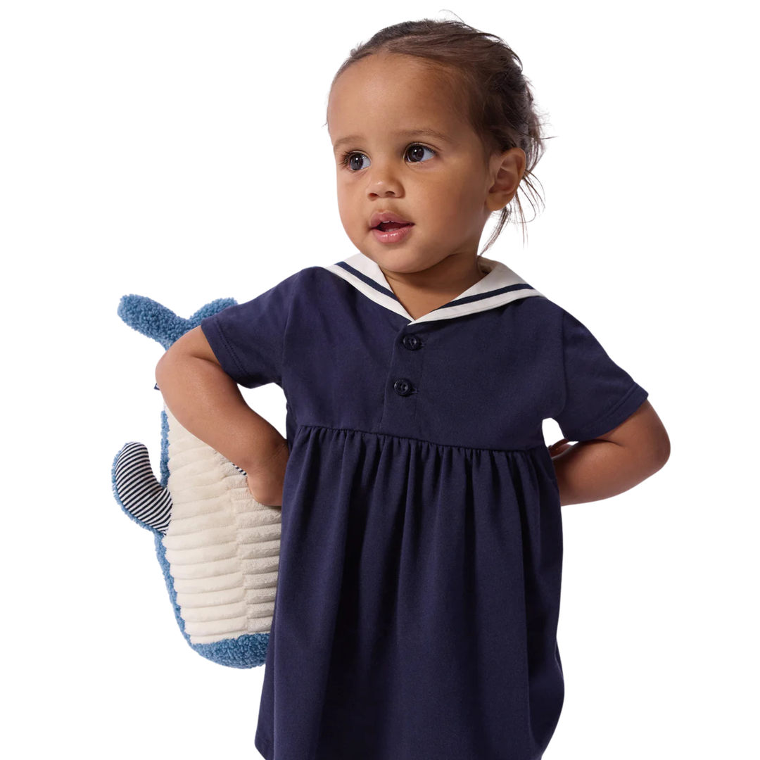 Petit Bateau Baby Girl Sailor Collar Dress – Navy