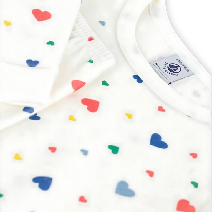 Petit Bateau | Heart‑Print Fitted‑Leg Pyjama
