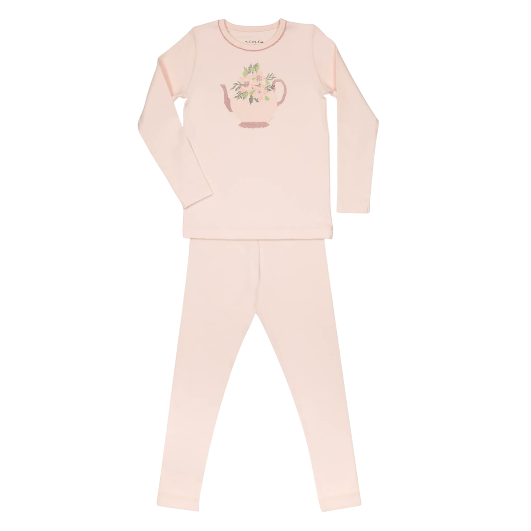 Girls Teapot Print Pajamas by Aime – Soft Cotton Sleepwear