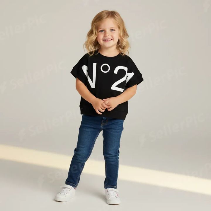 Black Cropped Logo T-Shirt by N21 – Designer Cotton Tee