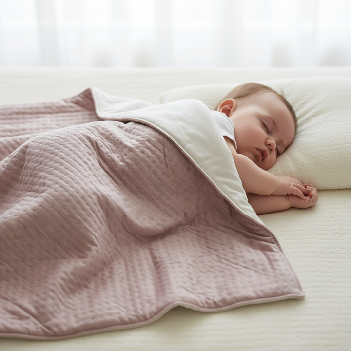 Carmina Pink Velvet Quilted Baby Blanket | Luxurious Soft Infant Bedding