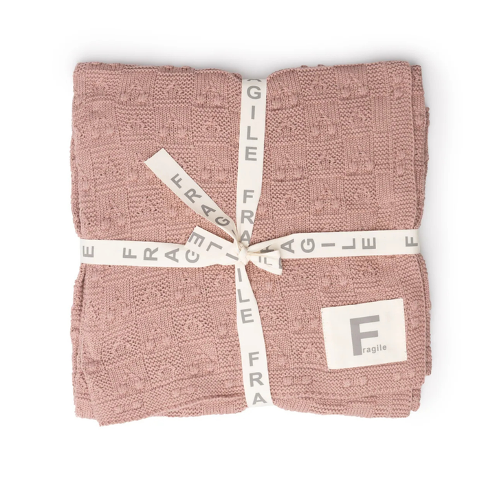 Fragile Blossom Knit Textured Baby Blanket | Soft Pink Luxury Knit Blanket