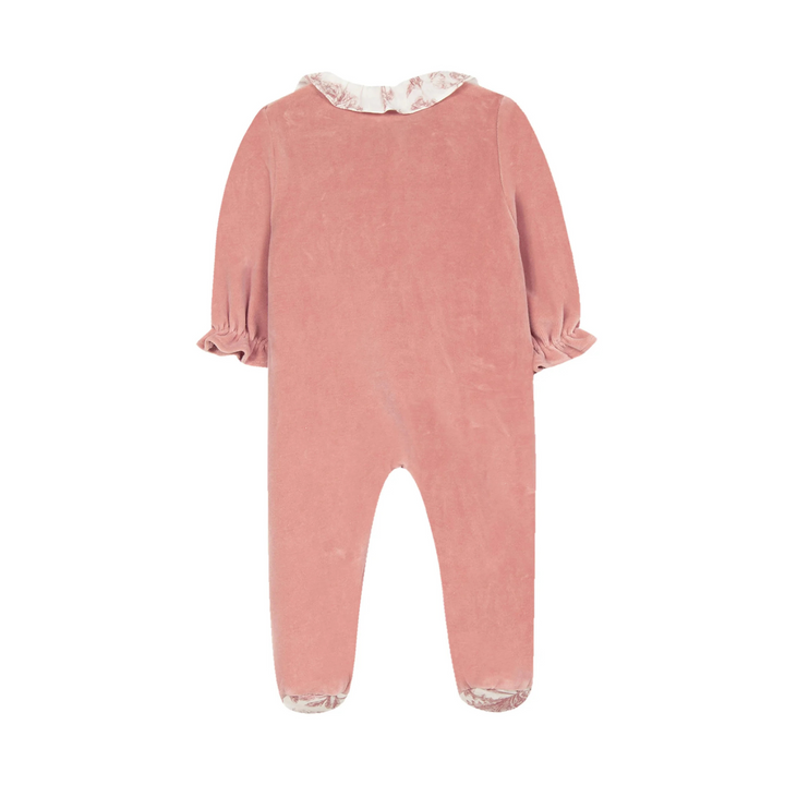 Tartine et Chocolat Rose Velour Toile Footie + Hat