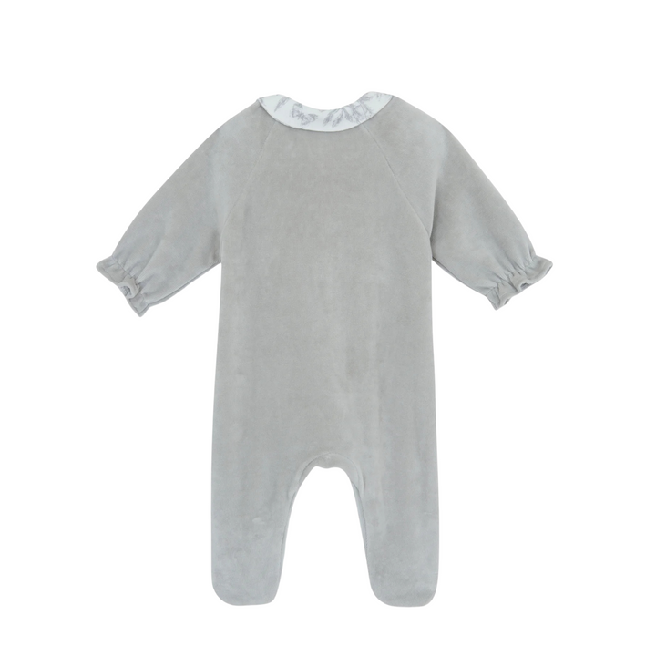 Tartine et Chocolat Grey Heather Velour Toile Footie + Hat