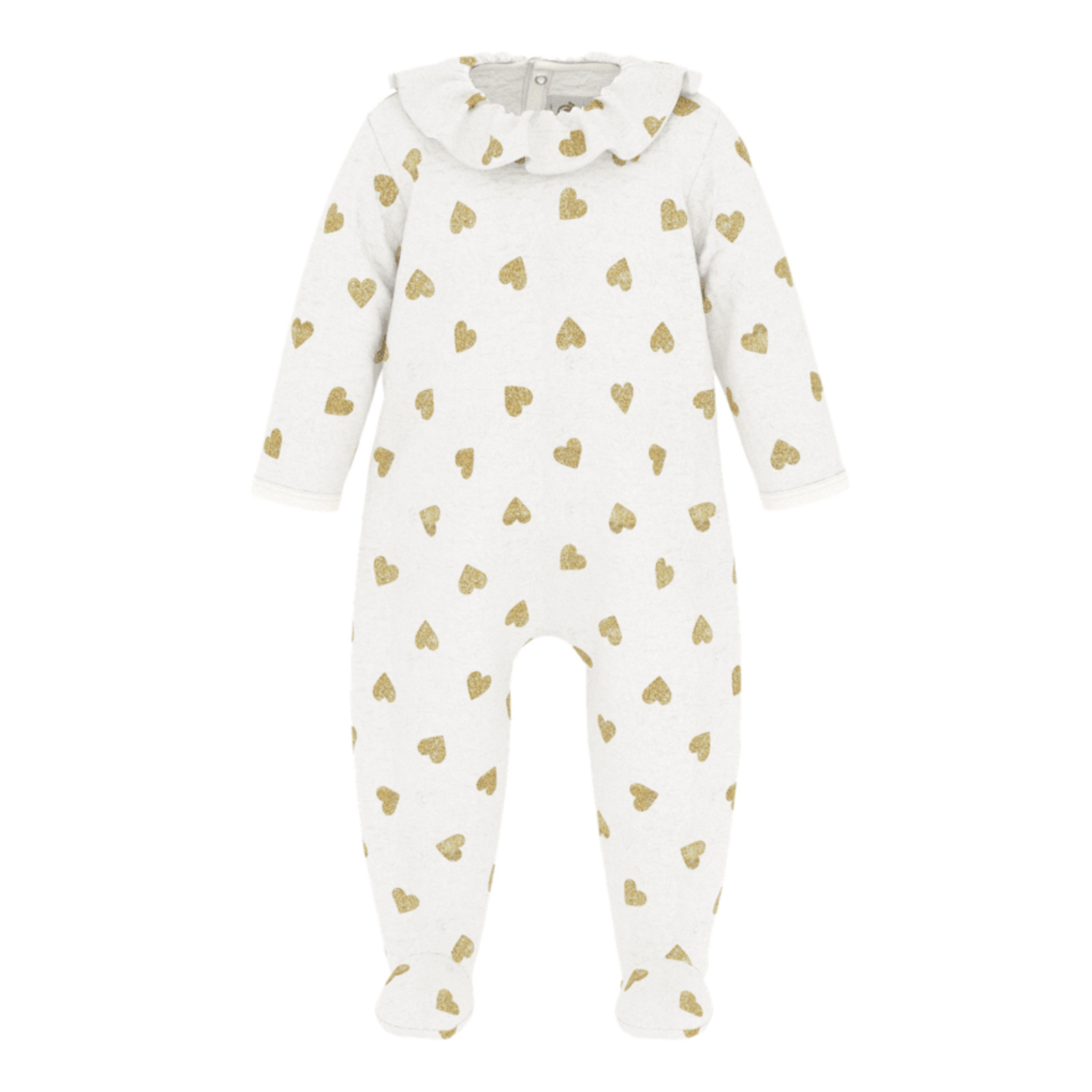 Baby Girl Velour Back Snap Heart Footie with Collar – Soft Infant Sleepsuit | Newborn Winter Outfit