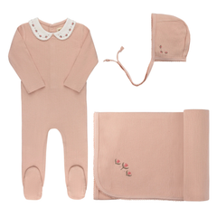 Ely’s & Co Pink Embroidered Trim Collection Take Me Home Set Boutique Newborn Girl First Outfit Hospital Coming Home