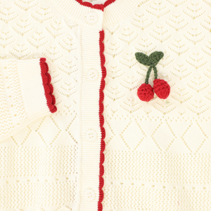 Open Knit Scallop Trim Cardigan