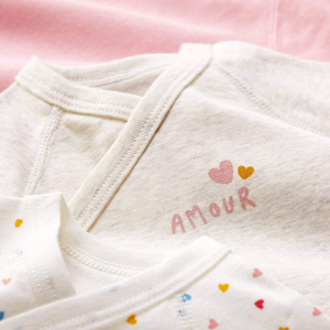 Petit Bateau - Baby Girl Long Sleeve Crossover Heart Bodysuits (Pack of 3)