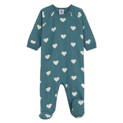 Petit Bateau - Baby Organic Cotton Heart Sleepsuit with Side Zip | Soft & Cozy