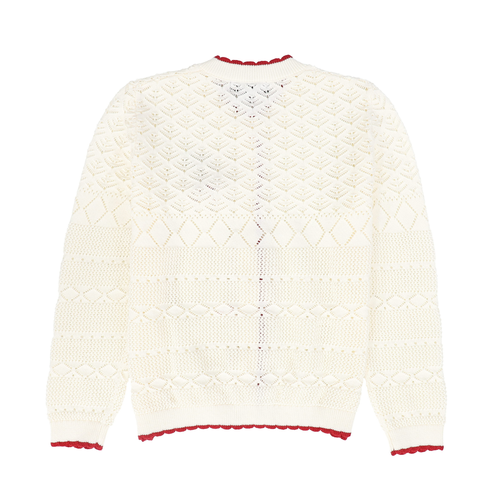 Open Knit Scallop Trim Cardigan