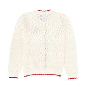 Open Knit Scallop Trim Cardigan