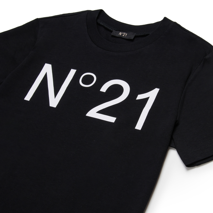 N21 Kids Black Logo Short Sleeve Tee – Classic Cotton T-Shirt